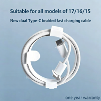 Cable Trenzado de Nailon Tipo-C a Tipo-C de Carga Rápida PD de 60W y 3A, 1m 2m, para iPhone 15/16/17 Pro Max/Air Plus