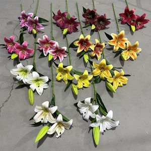 Ramo de Lirios Artificiales Yixuan, 2 Flores 1 Capullo, Flor de Seda, Decoración para Bodas - Product Image 2