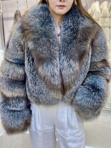 Cappotto <span class=keywords><strong>Corto</strong></span> Personalizzabile di Lusso in Vera Pelliccia di Volpe Naturale Giacca in Pelliccia per Donna - Product Image 5