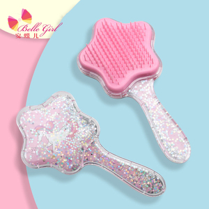 Brosse à cheveux BELLEWORLD en forme d'étoile dessin animé mignon <span class=keywords><strong>licorne</strong></span> design paillettes peignes et brosses à cheveux en plastique pour filles cadeau - Product Image 1
