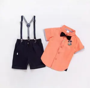2023 New Trending baby kids two piece set England Style boys kids clothing set Birthday party toddler boys clothing sets