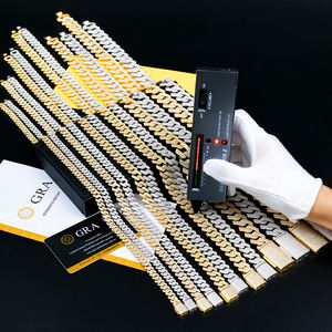 공장 가격 사용자 정의 8-20mm 스털링 실버 아이스 아웃 다이아몬드 모사 나이트 모사 나이트 Vvs 힙합 보석 쿠바 링크 체인 목걸이 - Product Image 3