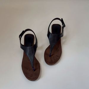 French Retro Fashion Clip Toe Flip Flops Ladies Wedge Heel T Strap Minimalist All Match Casual Beach <b>Sandals</b> - Product Image 5