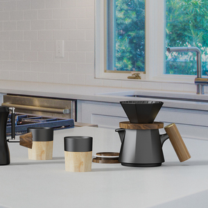 DHPO – Ensemble de cafetière portable en céramique moderne de 600 ml avec poignée en bois et couvercles – Cadeau de luxe - Product Image 6