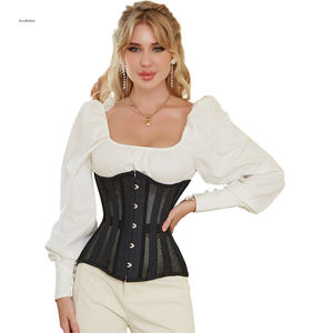 Corset gainant à lacets, personnalisé, à double armature en acier, avec maille transparente, sous le buste, pour l'abdomen et l'entrejambe, <span class=keywords><strong>bustier</strong></span> <span class=keywords><strong>court</strong></span> - Product Image 2