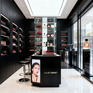Orta cam LED yaktı vitrin rafı kabine vitrin Kiosk kozmetik oje güzellik salonu Showroom perakende mağaza için - Product Image 3