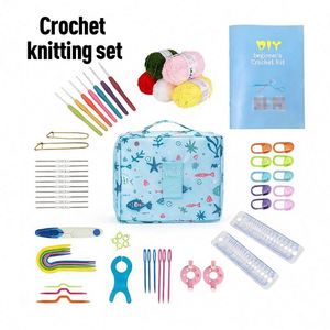 <b>Crochet</b> Square Starter Kit Simple Eco-Friendly Colorful Soft Wool Yarn Portable Hand Knitting <b>Hooks</b> DIY Accessories Beginner - Product Image 6
