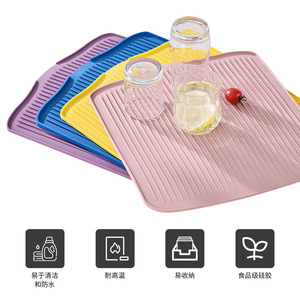 Silicone Kitchen Mat Large Size Thickened Non Slip Countertop Drain Tray Mat Rectangle Solid Color Heat Insulation Pad - Product Image 2