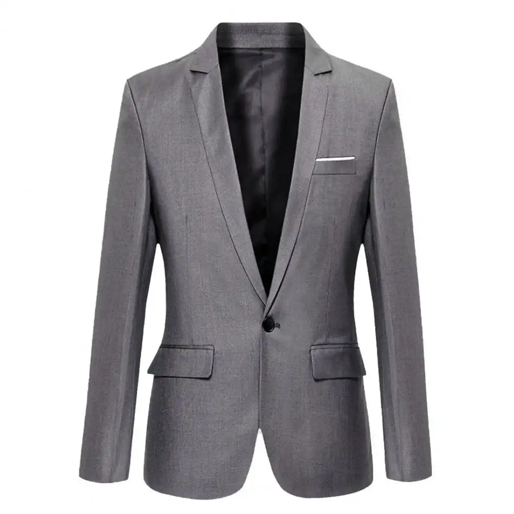 Blazer formal masculino plus size, jaqueta com um botão na lapela, terno e casaco de negócios