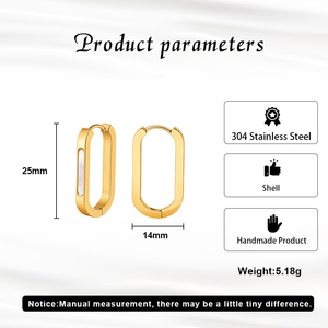 Pendientes de Aro Rectangulares Geométricos para Mujer, Chapados en Oro, Acero Inoxidable, Diseño Moderno y Minimalista, Regalo - Product Image 4