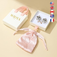 Ensemble cadeau de bijoux blancs Becan Premium en gros avec pochette en satin à ruban et poignées roses et boîte de présentation pour les marques de détail