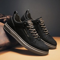 Chaussures de Marche Noires et Blanches Style Tendance pour Hommes, Baskets Décontractées en PU pour la Course