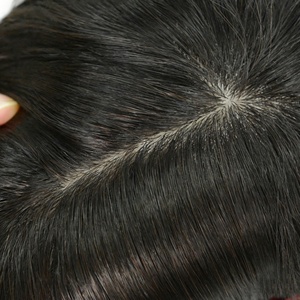 Toupet pour homme en base de soie, densité 130%, cheveux indiens Remy 100%, fermeture injectée PU+Dentelle HD, couleur personnalisée - Product Image 3