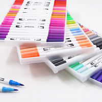 Stylos pinceaux à double pointe 24 couleurs, 24 marqueurs d'art, ensemble de stylos aquarelle à pointe pinceau, marqueur d'art à double pointe