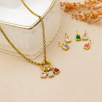 Pendentif en zircone en forme de goutte d'eau en acier inoxydable plaqué or SongYi, chaîne à maillons tendance, bijoux pour cadeau