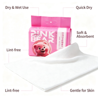 Serviettes douces pour le visage en forme d'ours, 300 g/m², grandes, jetables, respectueuses de la peau, non tissées, à usage sec et humide, vente en gros, OEM