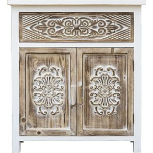 PARISLOFT-Armario rústico de madera tallada con 1 cajón y <span class=keywords><strong>2</strong></span> puertas, cofre de almacenamiento con acento Vintage <span class=keywords><strong>para</strong></span> entrada, sala de estar - Product Image 4