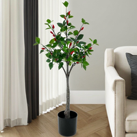 Spezielle Künstliche Rote Paprika Topfpflanze Künstlicher Immergrüner Baum für Chinesisches Neujahr Heimparty Weihnachtsgeschenk Außendekoration