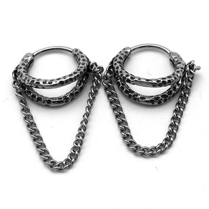 yunnique Hoop Earrings 316 Stainless Steel <b>Chain</b> Design Retro Style For Men And Women - Product Image 1
