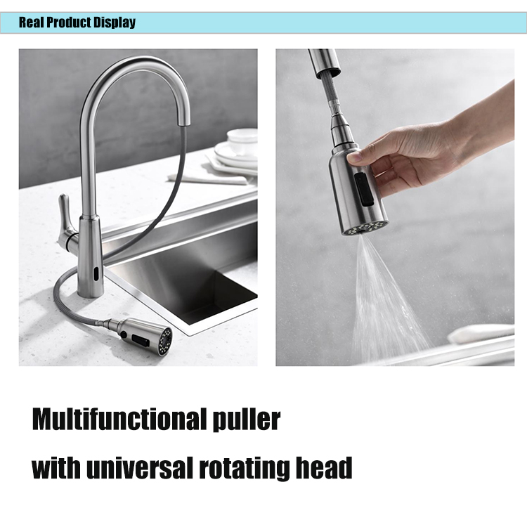 2022 New Multi-function Stainless Steel Induction Sensor Pulling Sink Faucet with 3 Modes