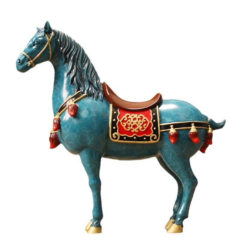 インテリア小物 中国 八頭の馬と英雄の置物 装飾品 樹脂工芸 置物 オフィス