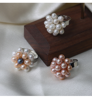 Bague en perles d'eau douce naturelles, design ajustable avec perles de riz, bijou promotionnel pour diffusion en direct, en stock, vente en gros