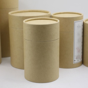 Custom Food Grade Offset Printing Cardboard Cylinder Tea Coffee Box Round Kraft Cardboard Black Paper Tube Packaging