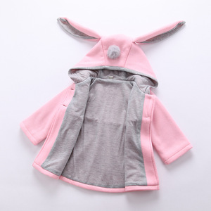 Adorable Chaqueta <span class=keywords><strong>de</strong></span> Invierno para Niñas Pequeñas con Orejas <span class=keywords><strong>de</strong></span> Conejo, Pompones, Botones, Capucha y Forro - Product Image 2