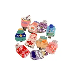 Wholesale Hot Sales Mini Cute Cartoon Bottle Hairpin Milk Tea Drink Bottle Hair Clip For Kids Girls Hair Accessories