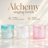 SUCCEED – Série en gros de bols chantants en quartz à motif glace, instruments de guérison, bol chantant en cristal