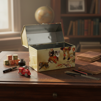 Boîte à lunch en métal de style vintage imprimée sur mesure avec poignée et fermoir, en fer blanc de qualité alimentaire, recyclable, pour le stockage de chocolats, de collations et de bonbons