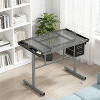 Table à dessin à angle réglable avec plateau en verre trempé, bureau d'art avec rangement à tiroirs, spécialement conçu pour les étudiants en art