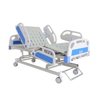 Lits d'hôpital multifonctions, 3 fonctions manuelles, luxe, soins intensifs, arrêt d'urgence CPR, lit patient, écologique, matelas 6 cm, 4 roulettes
