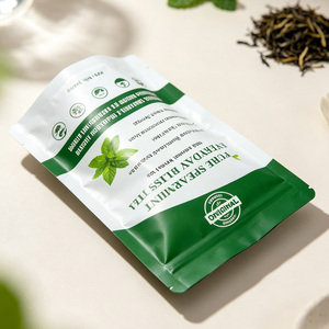 Customized Mylar <b>Bag</b> Resealable Stand-Up Pouches For 100g Spearmint Tea Leaf Packaging - Product Image 5