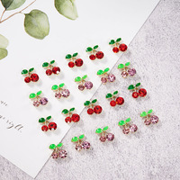 36 Stks/doos 3d Kersen Nagel Bedels Rood Roze Glanzende Nagel Edelsteen Kawaii Metalen Nagel Steentjes 12 Roosters Legering Kersen Manicure Accessoires