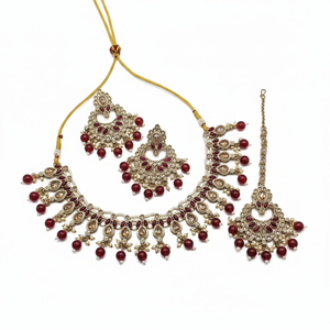 Gold Plated Sterling <b>Silver</b> Fine Jewelry <b>Set</b> with Crystal Stone Pearls Elegant Bridal Wedding <b>Necklace</b> for Women Festive Wear - Product Image 2