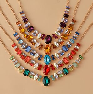 אישיות מוגזם צבעוני קריסטל אופנה קריסטל שרשרת קולר זוהרת זוהרת זוהרת נשים יוקרה - Product Image 2