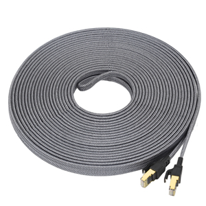 Factory Custom Cat8 Flat Ethernet <b>Cable</b> 30AWG SFTP Shield Nylon Braided <b>RJ45</b> Patch Cord 40Gbps 2000MHz High Speed Network <b>Cable</b> - Product Image 6