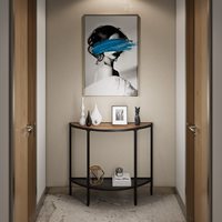 Console d'entrée étroite DNF 2 niveaux, style Mid-Century Modern, en métal et MDF, 36,22 P x 11,8 L x 31,5 H, assemblage facile, finition Noyer foncé