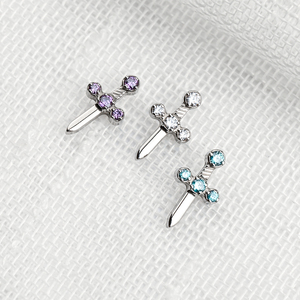 G23 titan mạ vàng Zircon vui vẻ Dao găm sụn Bông Tai đám cưới xuyên biên giới bán chạy nhất phong cách Ins - Product Image 3