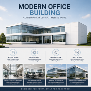 Bâtiment de bureaux préfabriqué à structure en acier avec façade en <span class=keywords><strong>verre</strong></span> au design moderne pour siège d'entreprise - Product Image 1