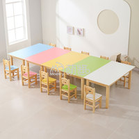 Table d'étude moderne en bois de couleur pastel Moetry Set Dry Erase Write n Wipe Art Table pour la maternelle Meubles pour enfants