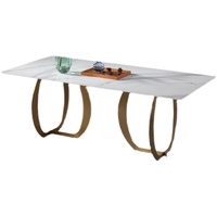 Table de salle à manger de luxe moderne pour restaurant, cuisine, salle à manger, rectangulaire, carrée, ronde, en faux marbre, table à manger