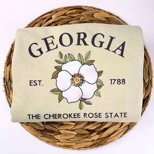 Georgia State Sweat-shirt ou sweat à capuche brodé 3D <span class=keywords><strong>Cherokee</strong></span> <span class=keywords><strong>Rose</strong></span> Flower Woven Front Badge Winter & Autumn Gift Est 1788 - Product Image 2