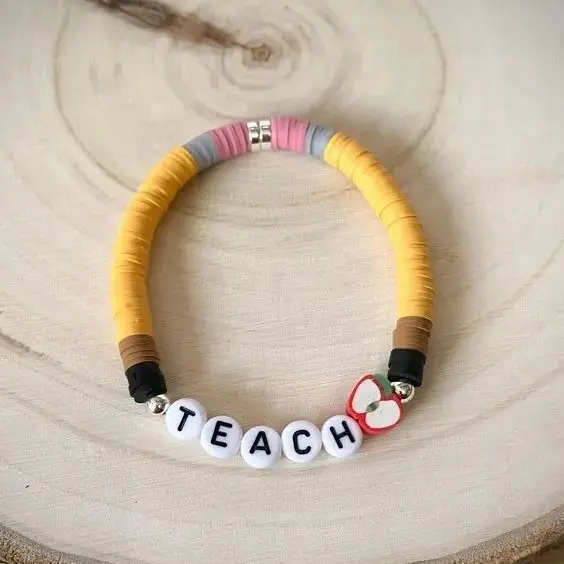 All'ingrosso personalizzato insegnante matita polimero creta braccialetto Set di parole personalizzate braccialetti per insegnanti regalo