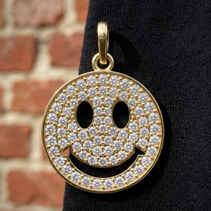 จี้เพชรหน้ายิ้มทองคำแท้ 14K ดีไซน์เหรียญทรงกลมประดับเพชรแบบ Pave สร้อยคอสำหรับผู้หญิง เครื่องประดับคุณภาพสูง - Product Image 3