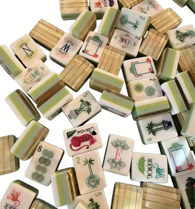 Tuiles <span class=keywords><strong>de</strong></span> Mahjong américaines en acrylique imitation <span class=keywords><strong>pierre</strong></span> <span class=keywords><strong>de</strong></span> bambou, ensemble cadeau haut <span class=keywords><strong>de</strong></span> gamme en cristal fait main avec <span class=keywords><strong>sac</strong></span> <span class=keywords><strong>de</strong></span> rangement, portable pour la maison - Product Image 4