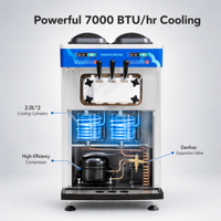 Machine à glace molle U88 à profit élevé avec pompe d'expansion |   Machine à glaces commerciale 3 saveurs pour buffet, capacité 50% supérieure au normal