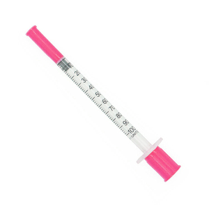 Jeringa de Insulina Desechable Personalizada de 0.5ml/1ml con Tapa Rosa para Uso Médico y Veterinario, Calibre 30g/31g con Aguja de 8mm, Certificación CE - Product Image 1