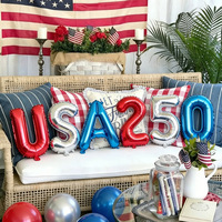 Ballons en aluminium de 16 pouces USA 250, lettres et chiffres rouges, blancs et bleus pour les décorations du 4 juillet et les célébrations du 250e anniversaire